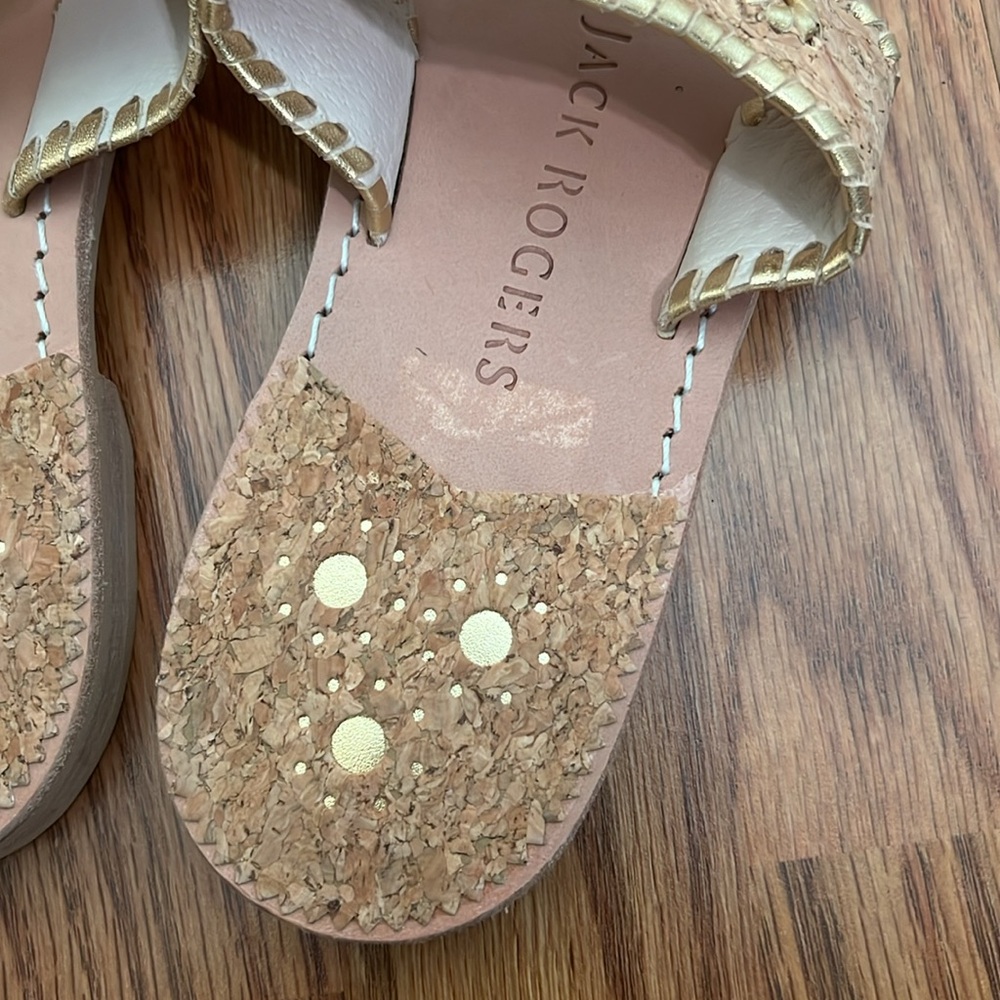 Jack Rogers Gold Cork Leather Thong Sandals NEW WITHOUT BOX - Picture 6 of 11